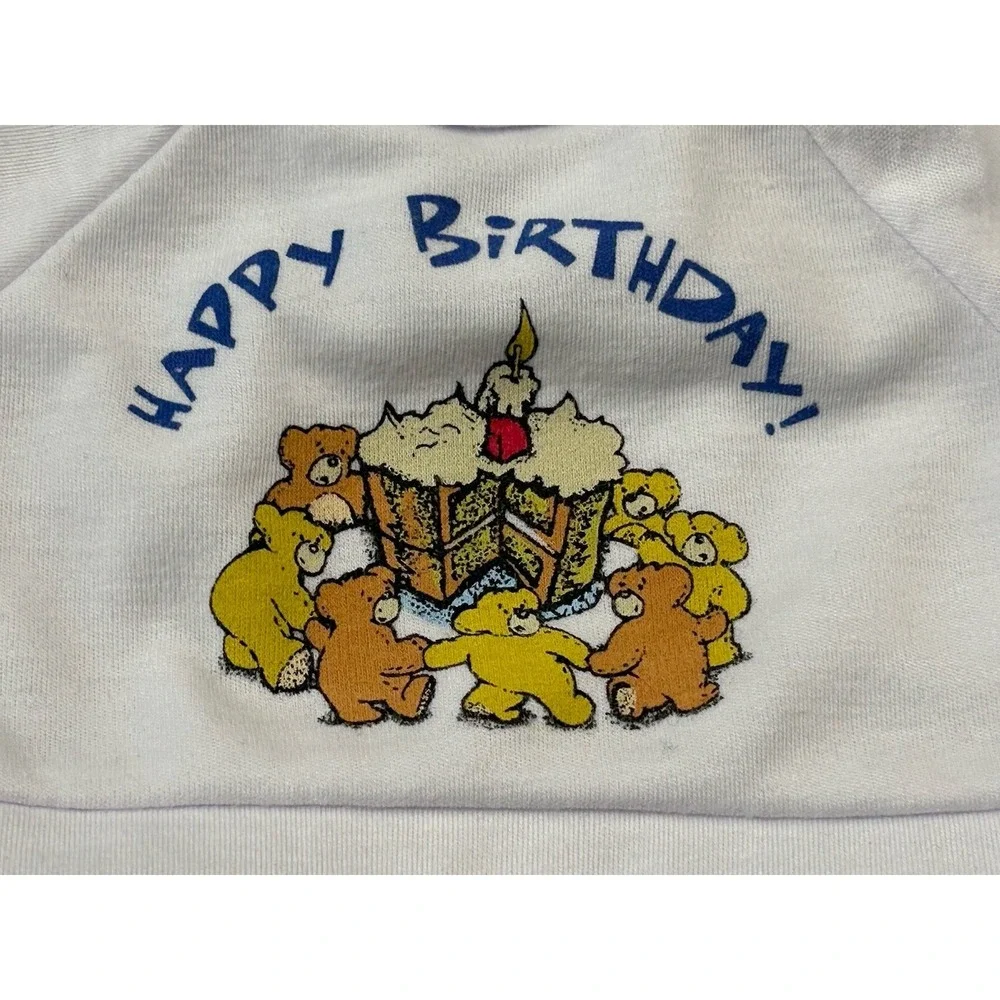 Build-A-Bear Happy Birthday White Shirt with Bears & Cake Celebration Party Top
